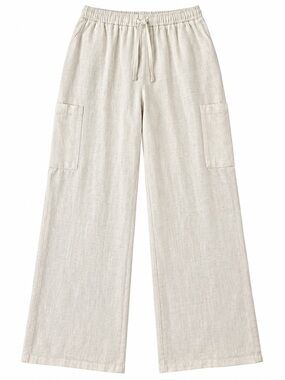 Sweet Lovely Jen Linen Blend Cargo Pants Women Wide Leg Drawstring Medium